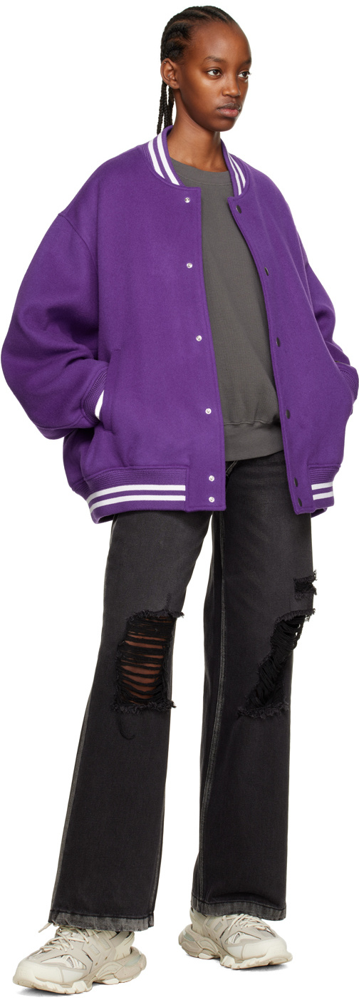 We11 Done Pilot Baseball Jacket In Purple