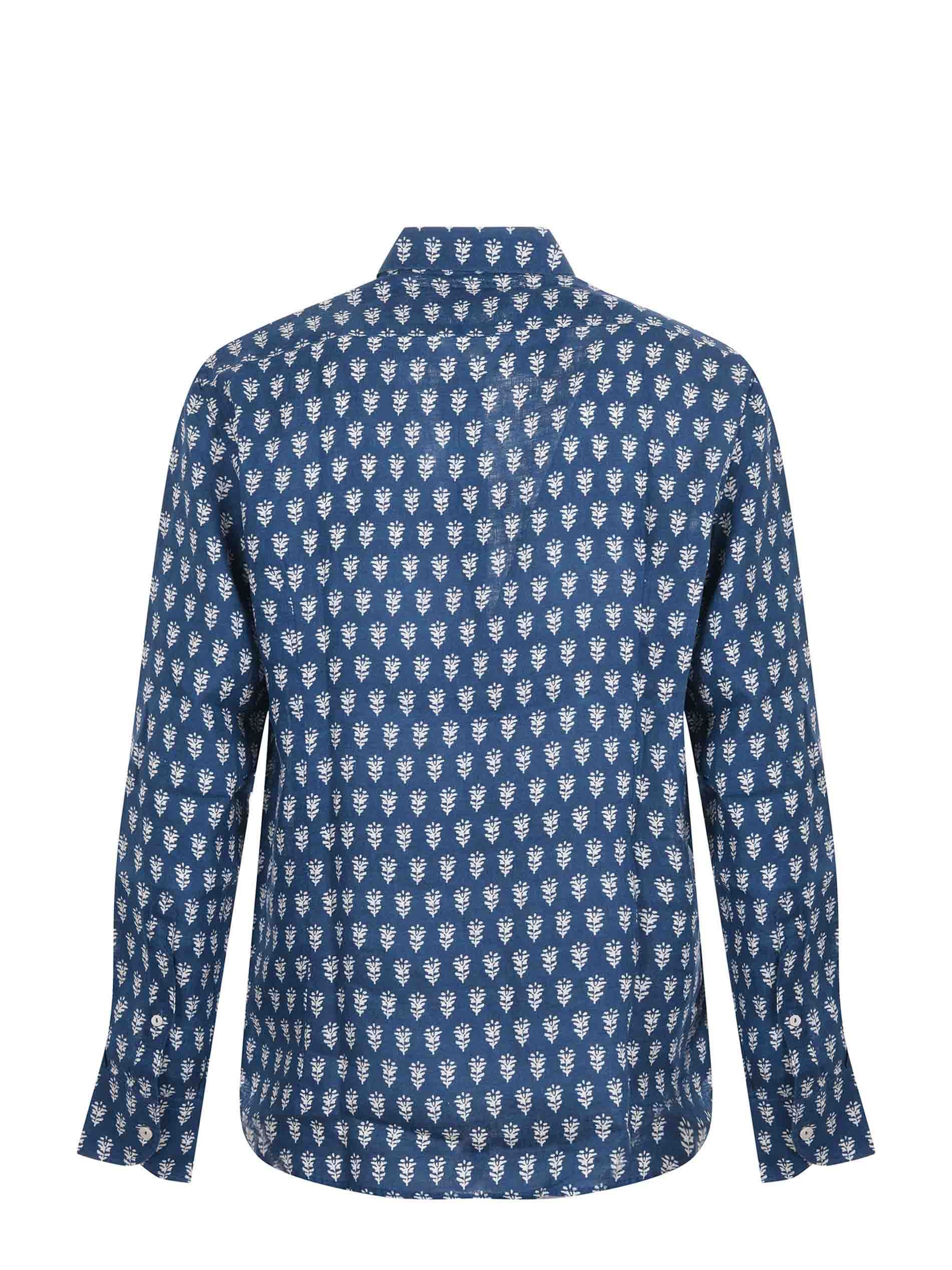 Mc2 Saint Barth Floral Printed Curved Hem Shirt In Blue
