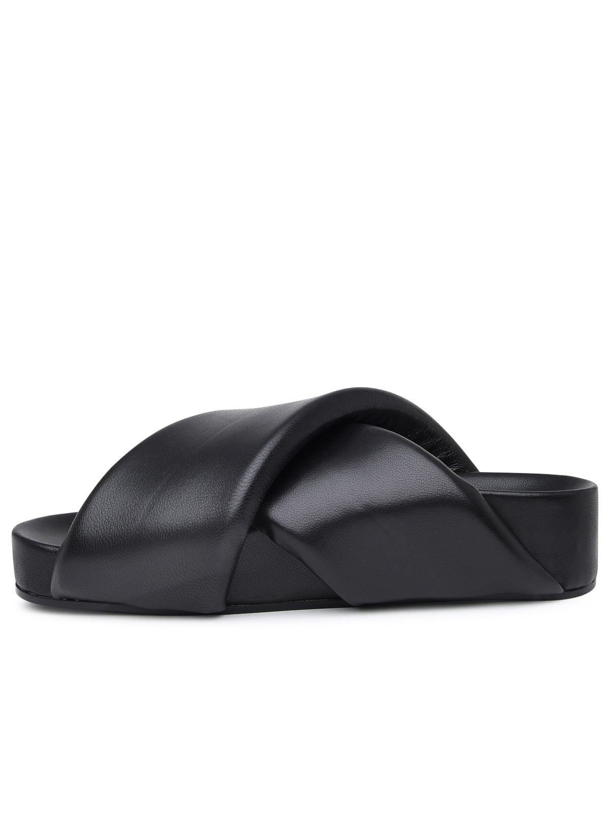 Jil Sander Cross-over Leather Sandals In Black