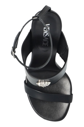 Versace Open Toe High Heel Sandals In Black