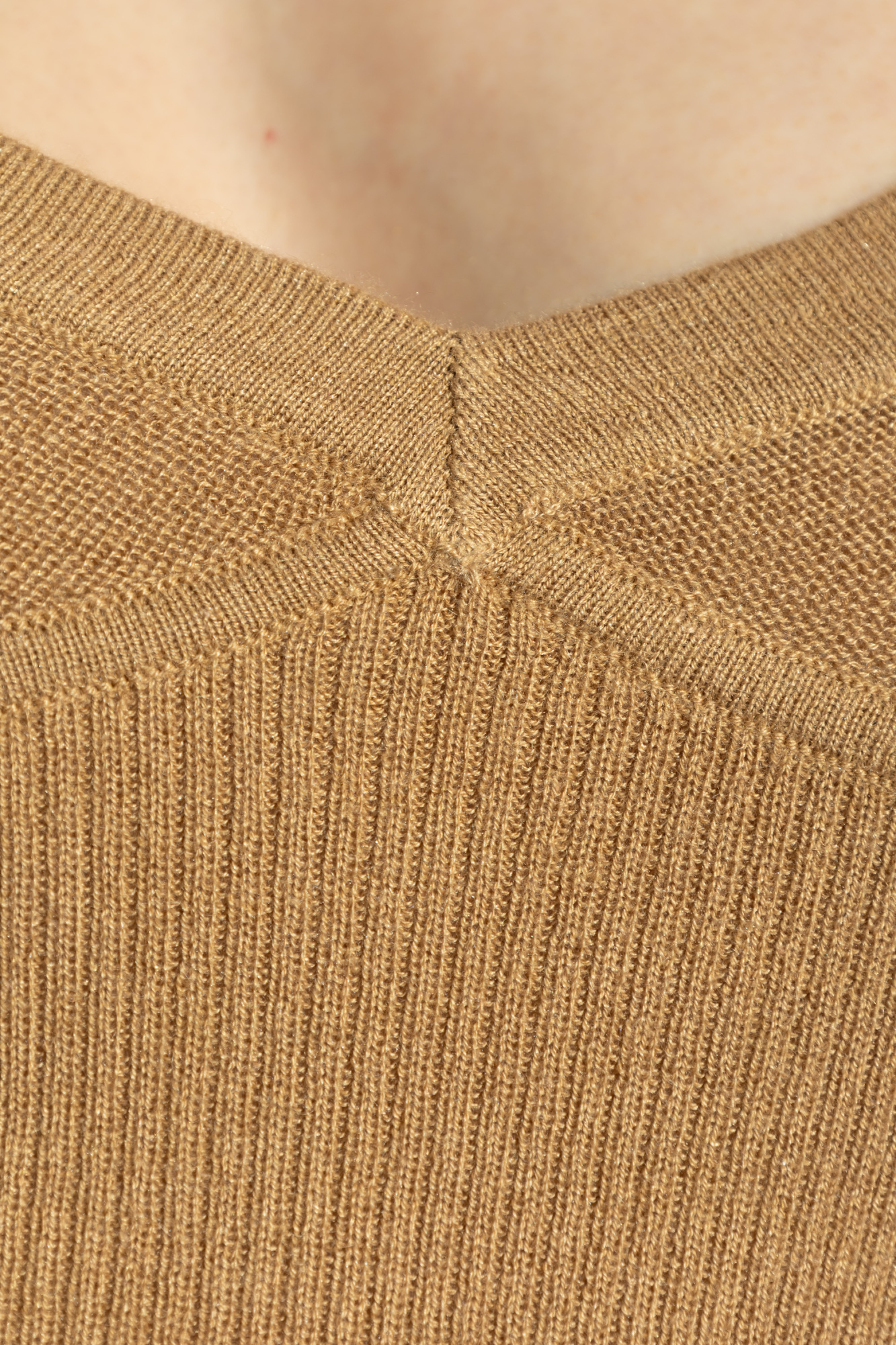 Max Mara Gallura Silk-blend V-neck Top In Nude