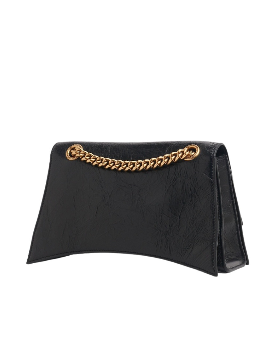 Shop Balenciaga Crush Small Leather Shoulder Bag In Black