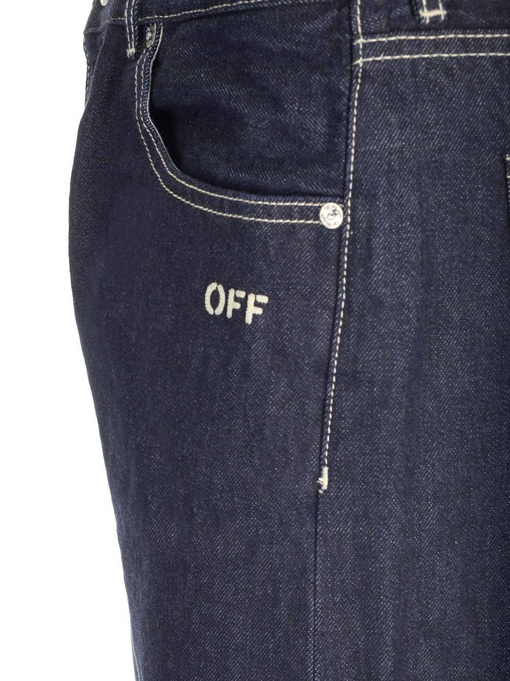 Off-white Logo-embroidered Skate Jeans In Black