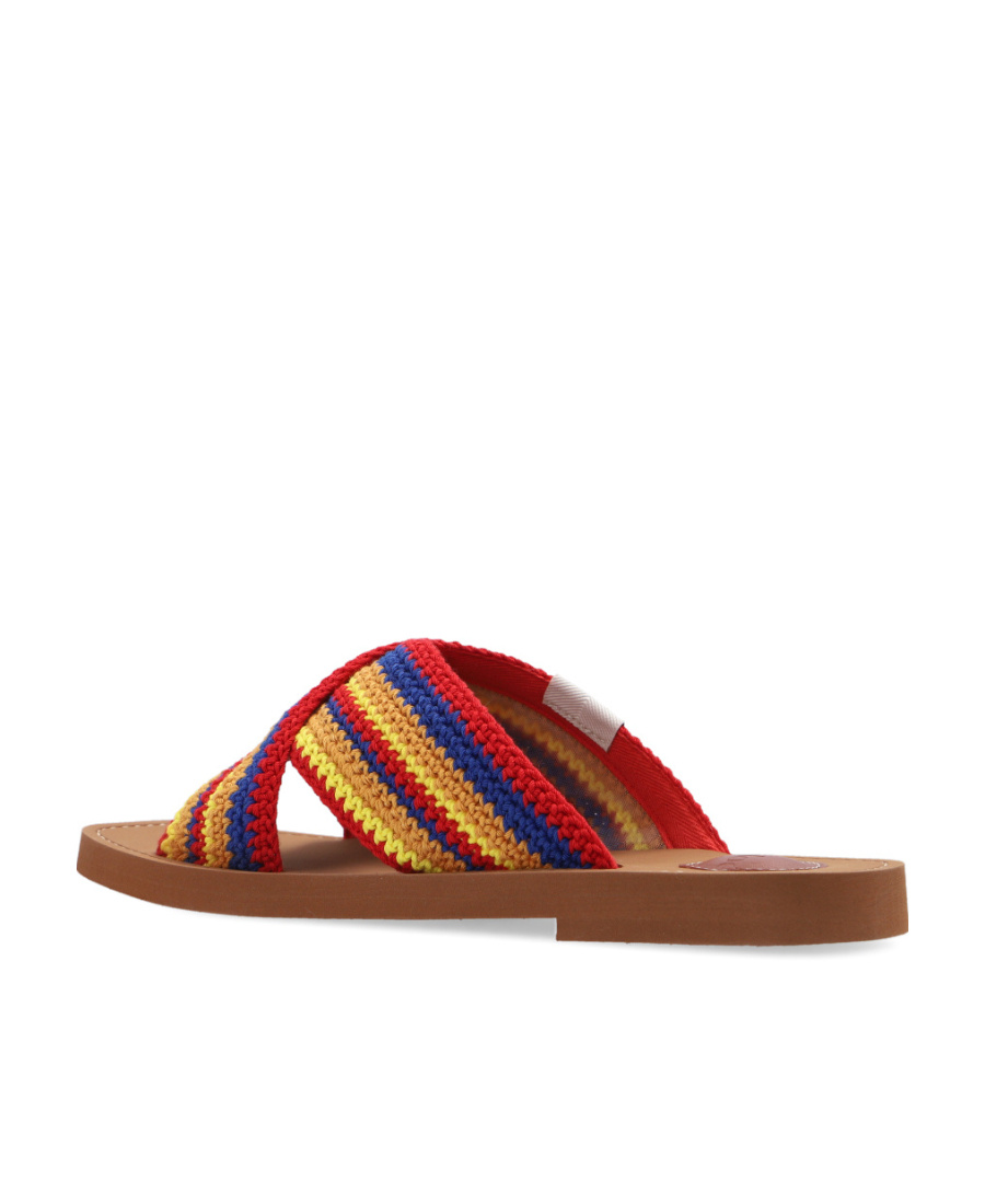 Chloé Woody Crisscross Knit Strap Slide Sandal In Multicolor