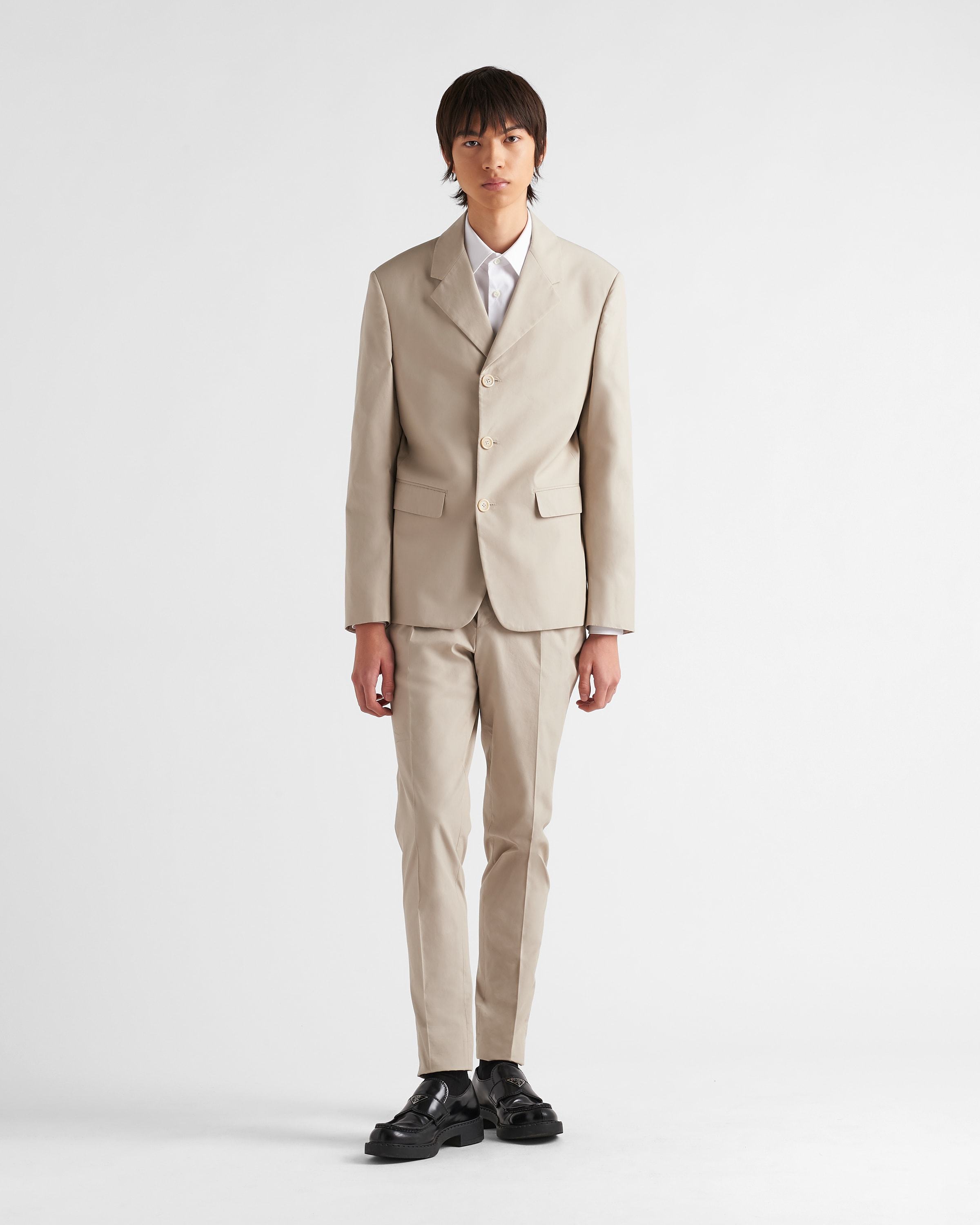 Prada Triangle Logo Single-breasted Blazer In Nude