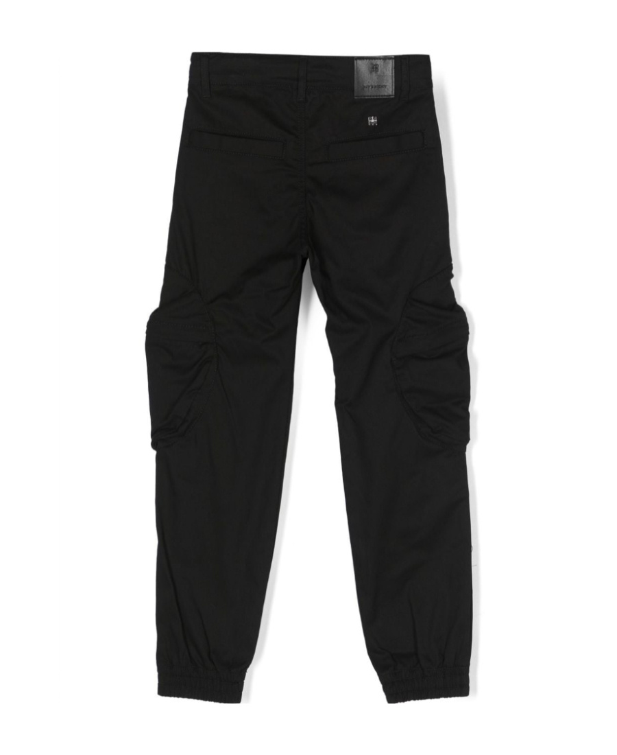 Givenchy Kids Logo Lettering Gabardine Trousers In Black