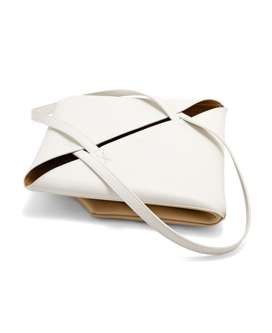 Loewe Mini Puzzle Leather Shoulder Bag In Nude