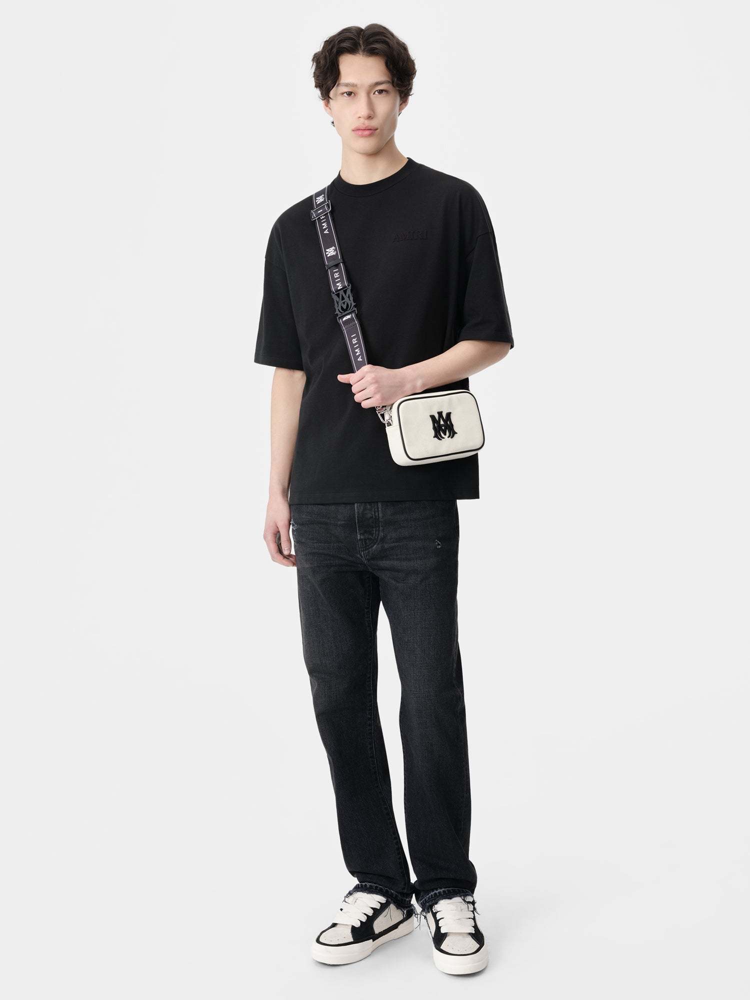 Amiri Tonal Logo Oversized Cotton T-shirt In Black