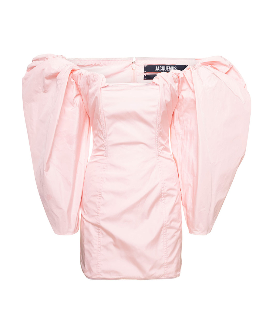 Jacquemus La Robe Taffetas Draped Mini Dress In Pink