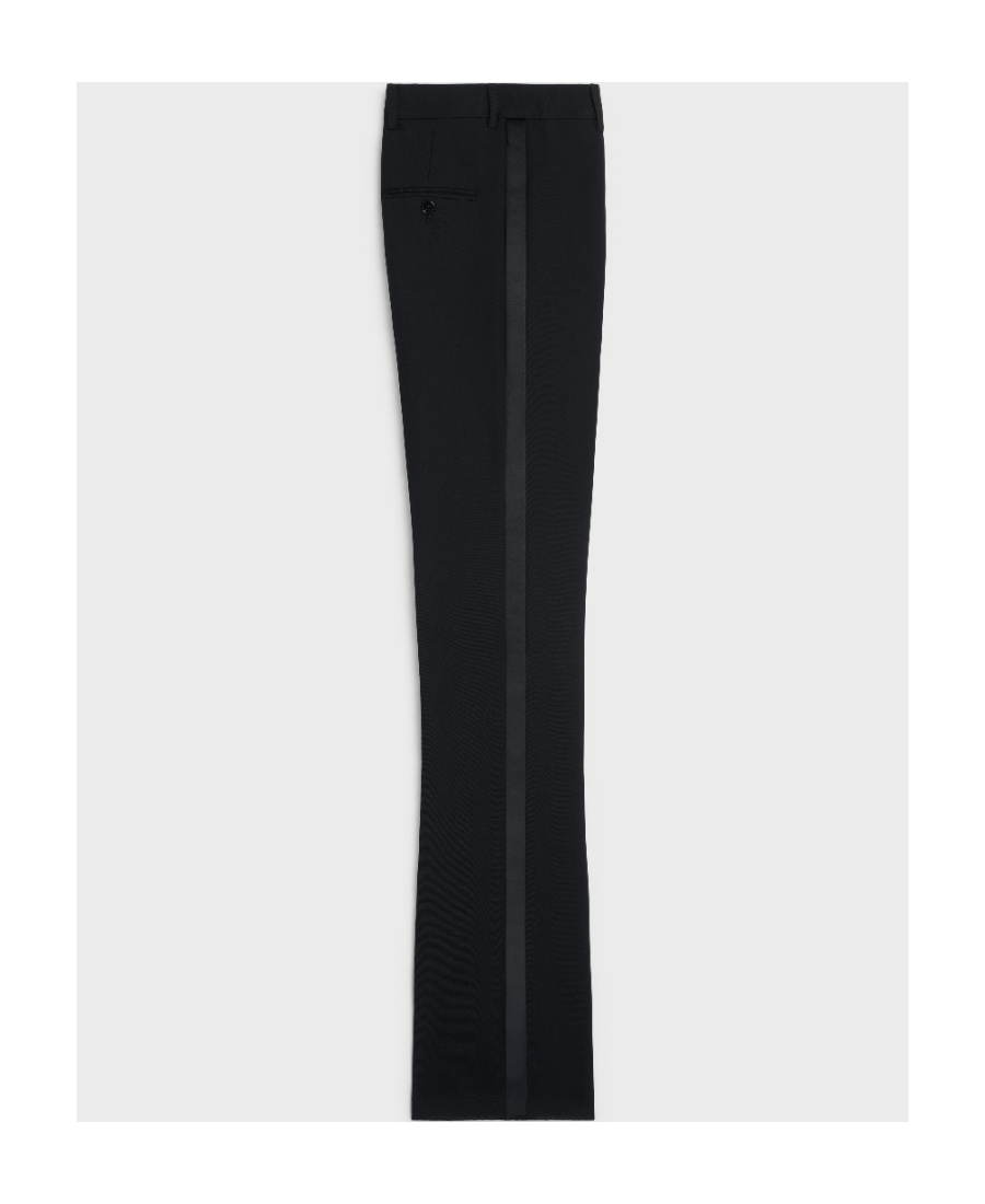 Celine Low-waisted Wool Casual Trousers In Black