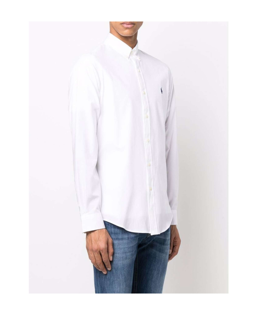 Polo Ralph Lauren Embroidered-logo Cotton Shirt In White