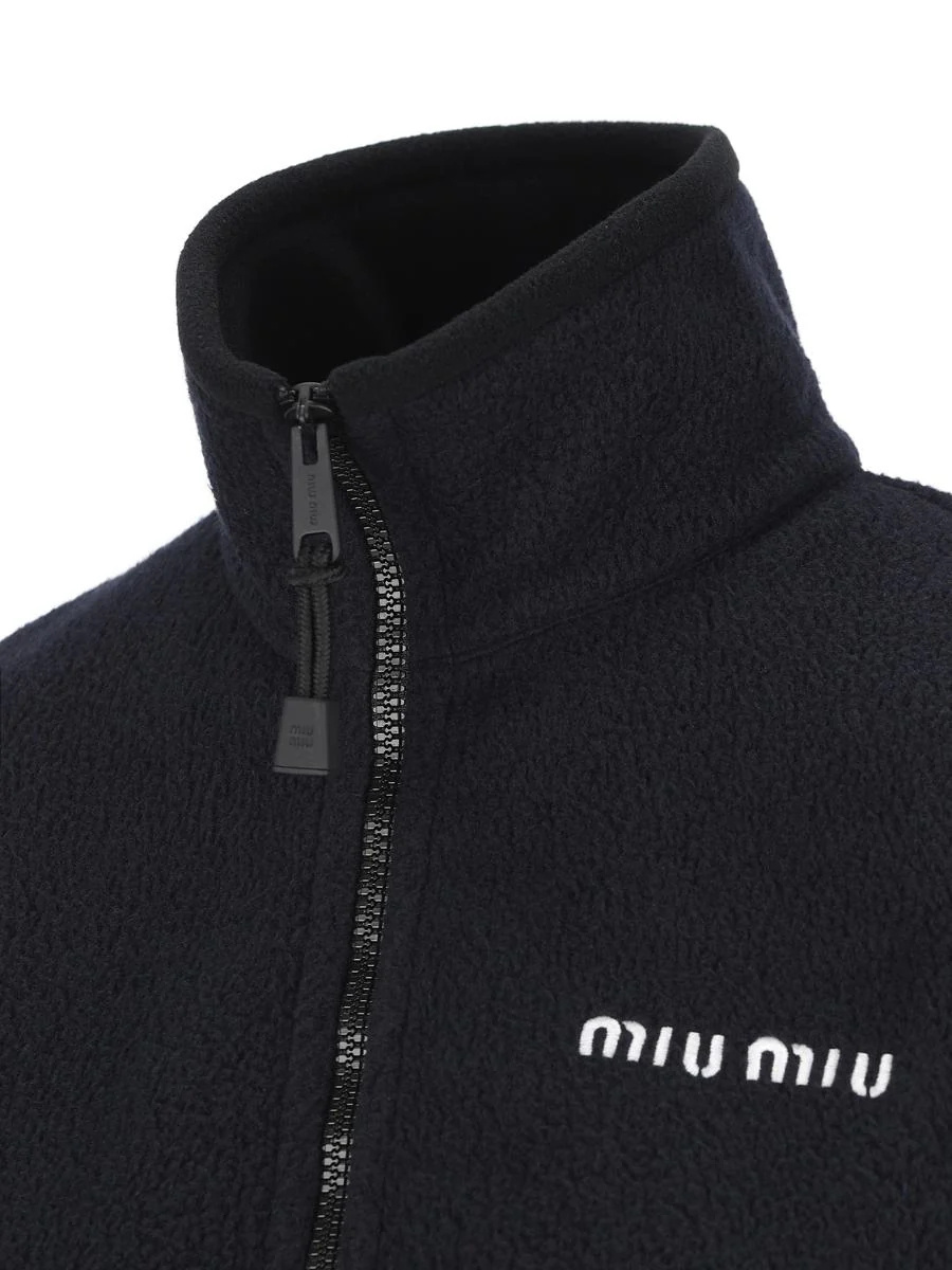 Miu Miu Zip-up Fleece Waistcoat In Black