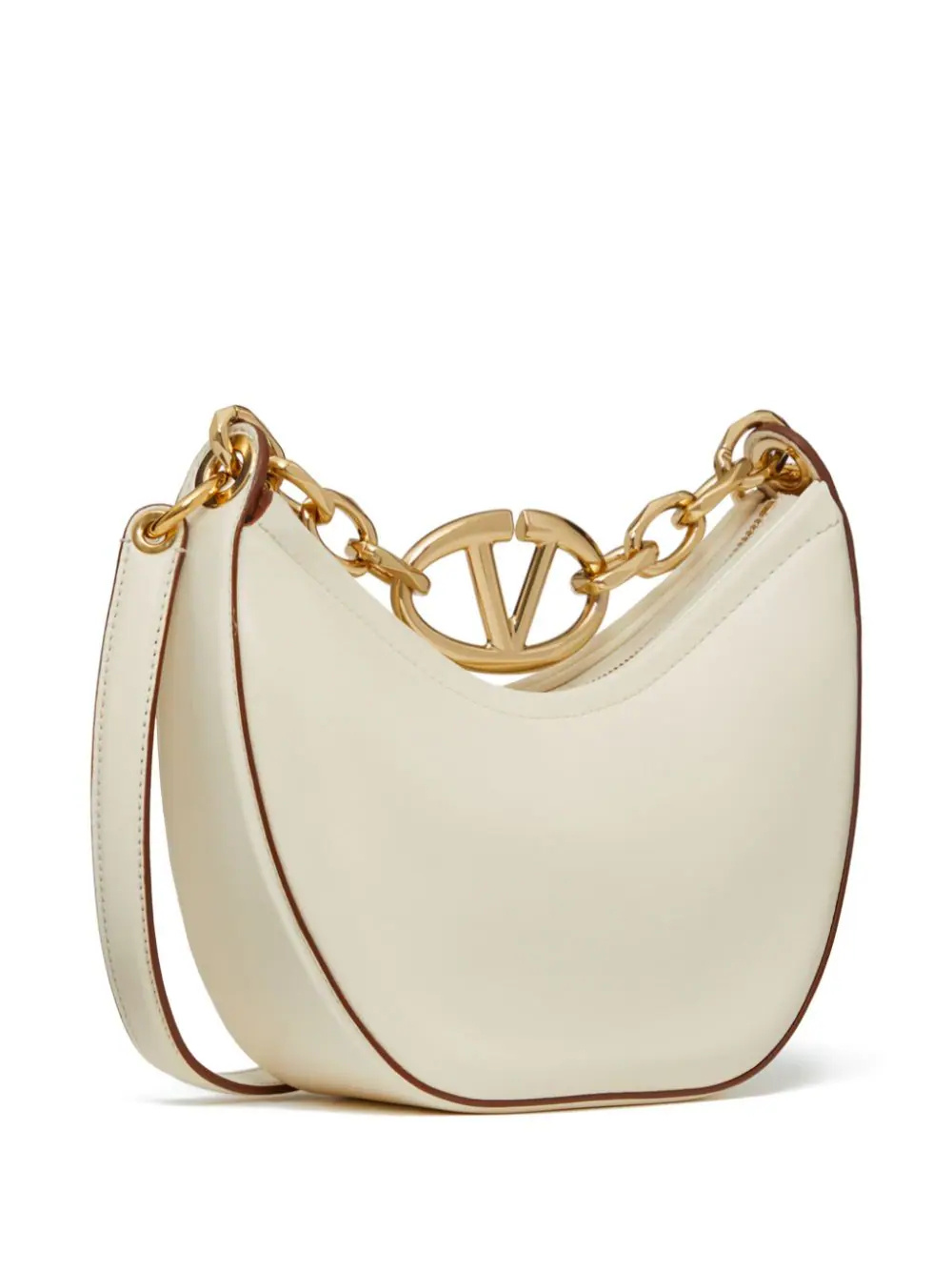 Valentino Garavani Vlogo Moon Zip-up Mini Shoulder Bag In Nude