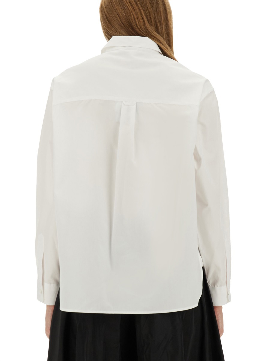 Aspesi Striped Curved Hem Blouse In White