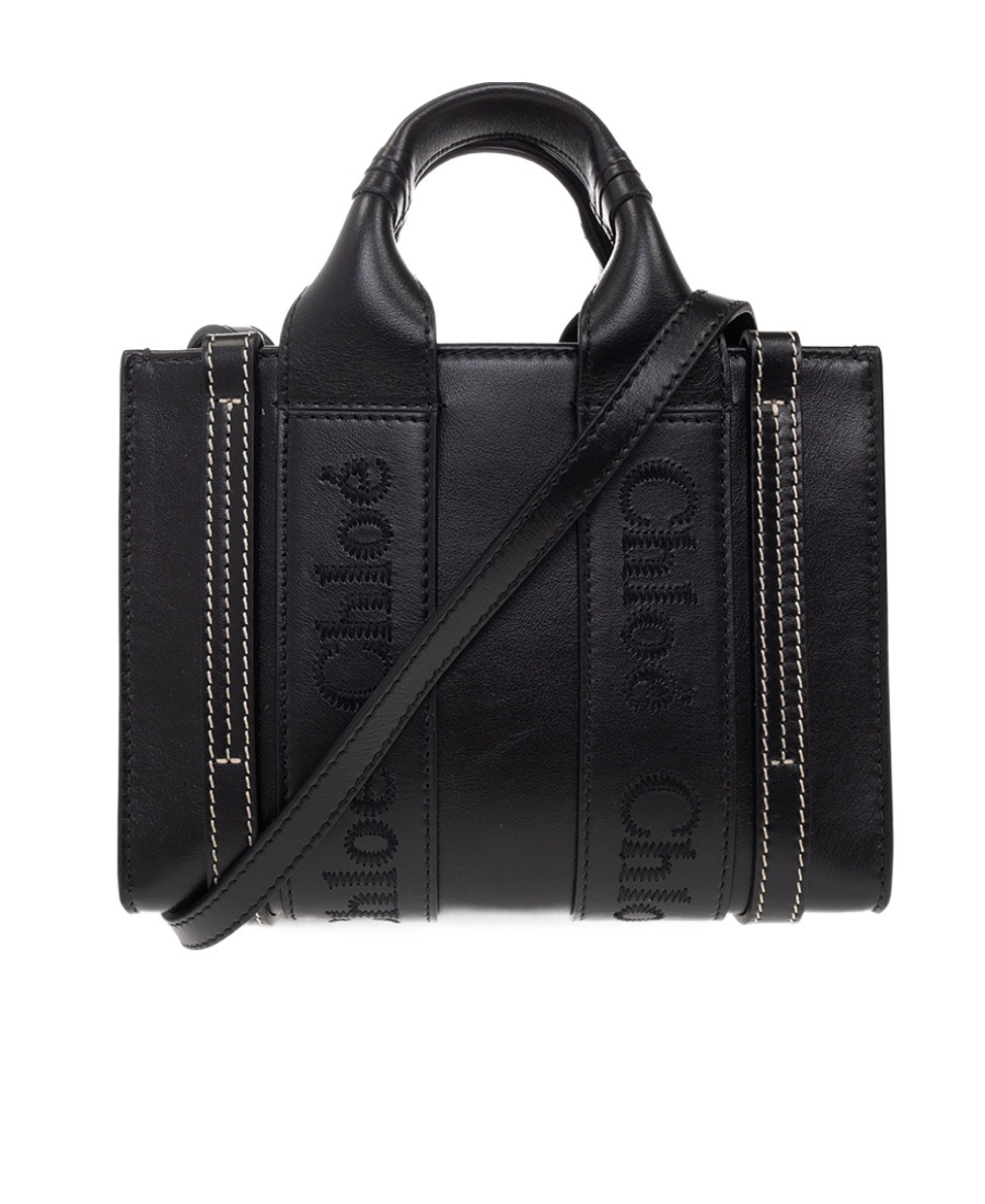 Chloé Leather Woody Mini Bag In Black