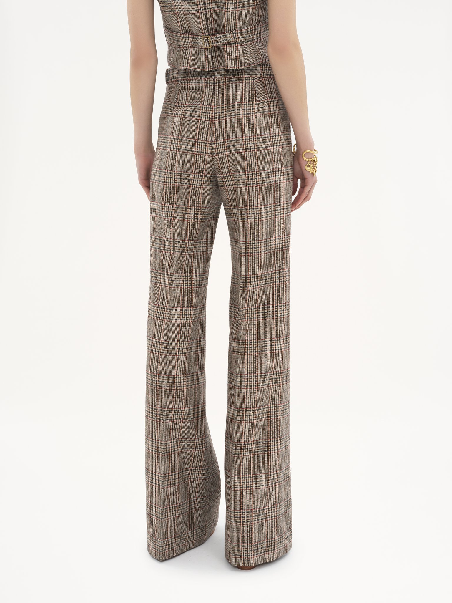CHLOÉ PLAID WOOL BELL BOTTOMS