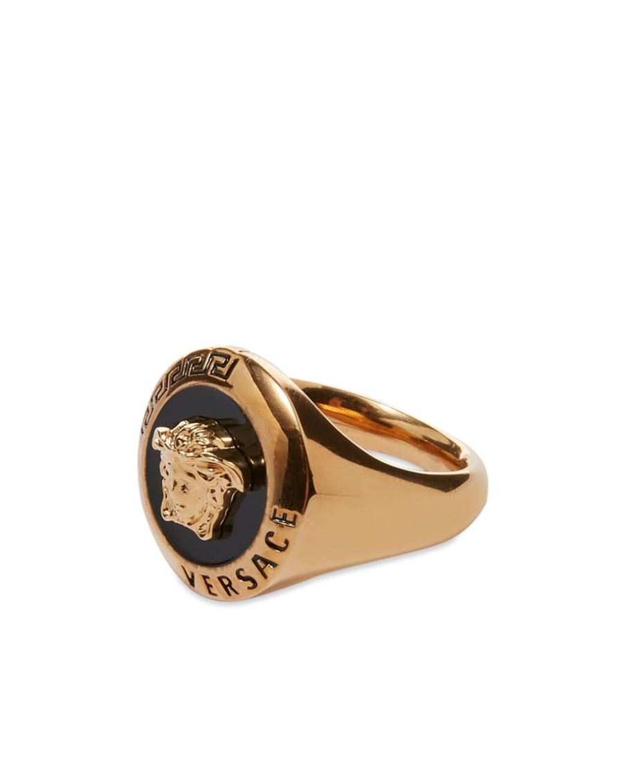 Versace Medusa-plaque Ring In Yellow