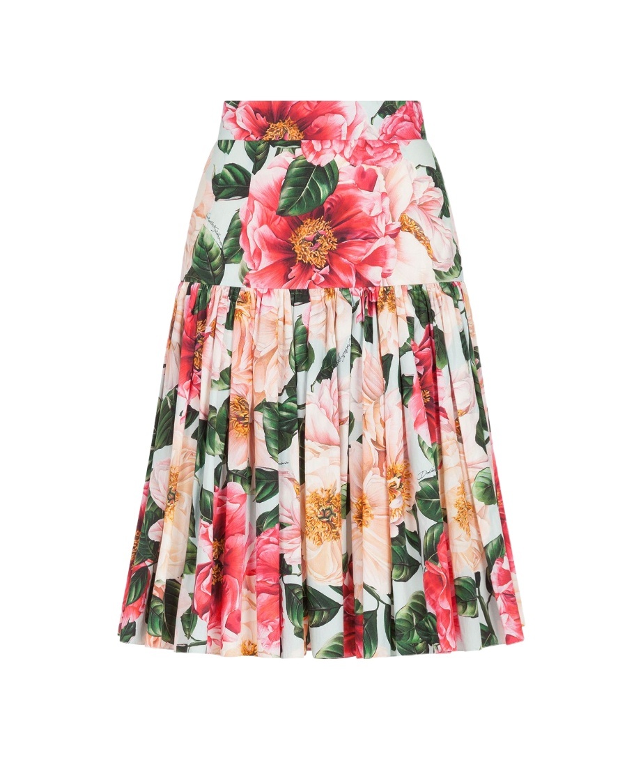 Dolce & Gabbana Floral-print Pleated Skirt In Multicolor