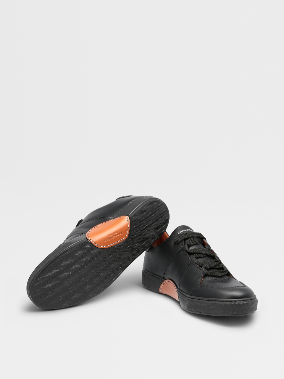 Zegna Stitched-panel Low-top Trainers In Black
