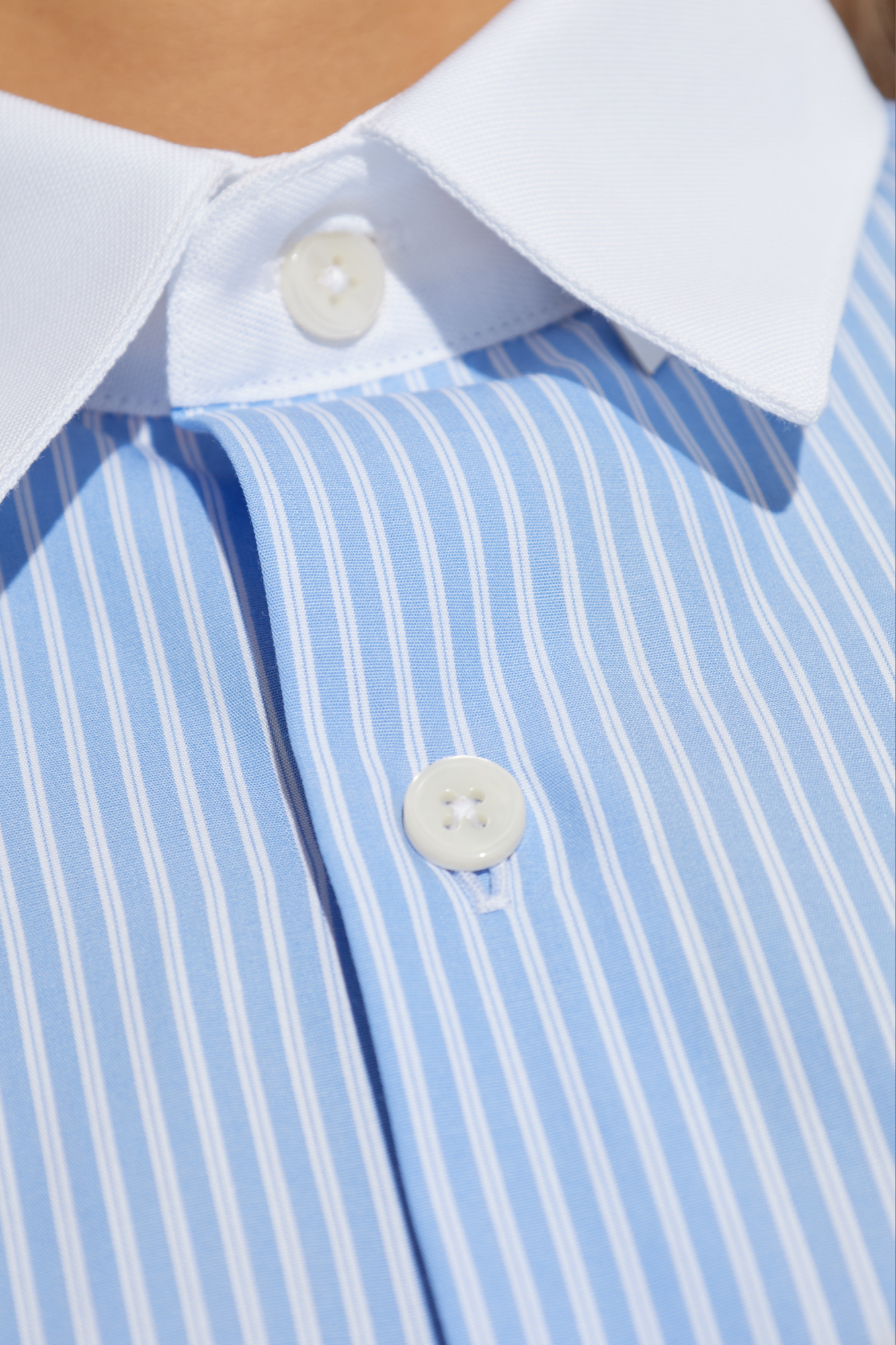 Sporty And Rich Sporty & Rich Classic Striped Button In Blue
