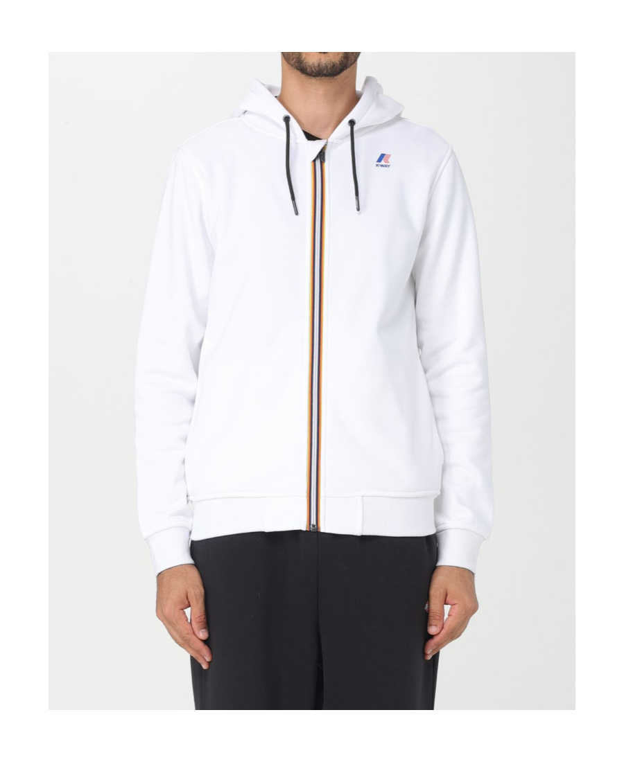 Shop K-way Logo-print Zip-up Hoodie In White