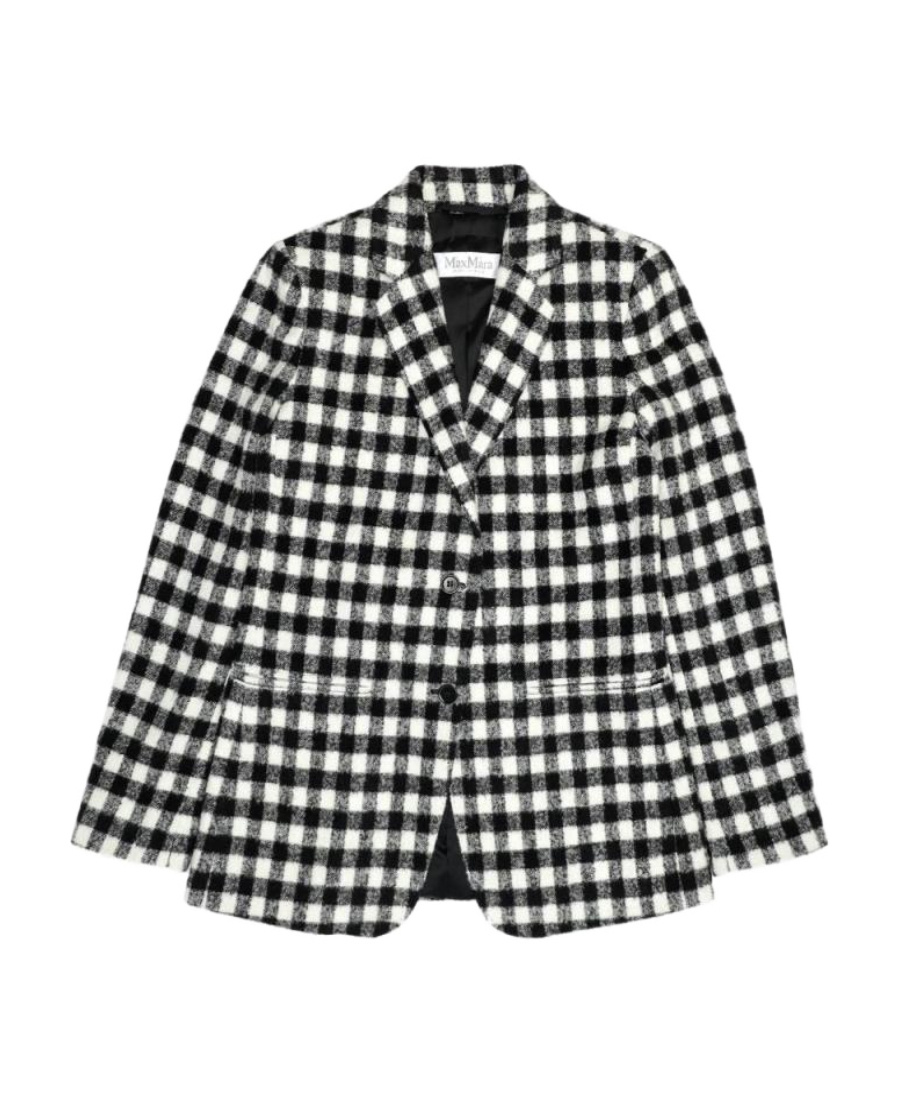 Max Mara Checkered Suit Jacket In Black