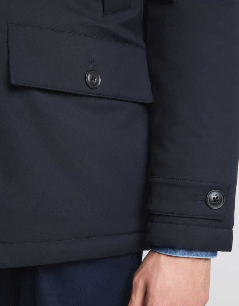 Fay Short Parka In Technical Gabardine In Blue
