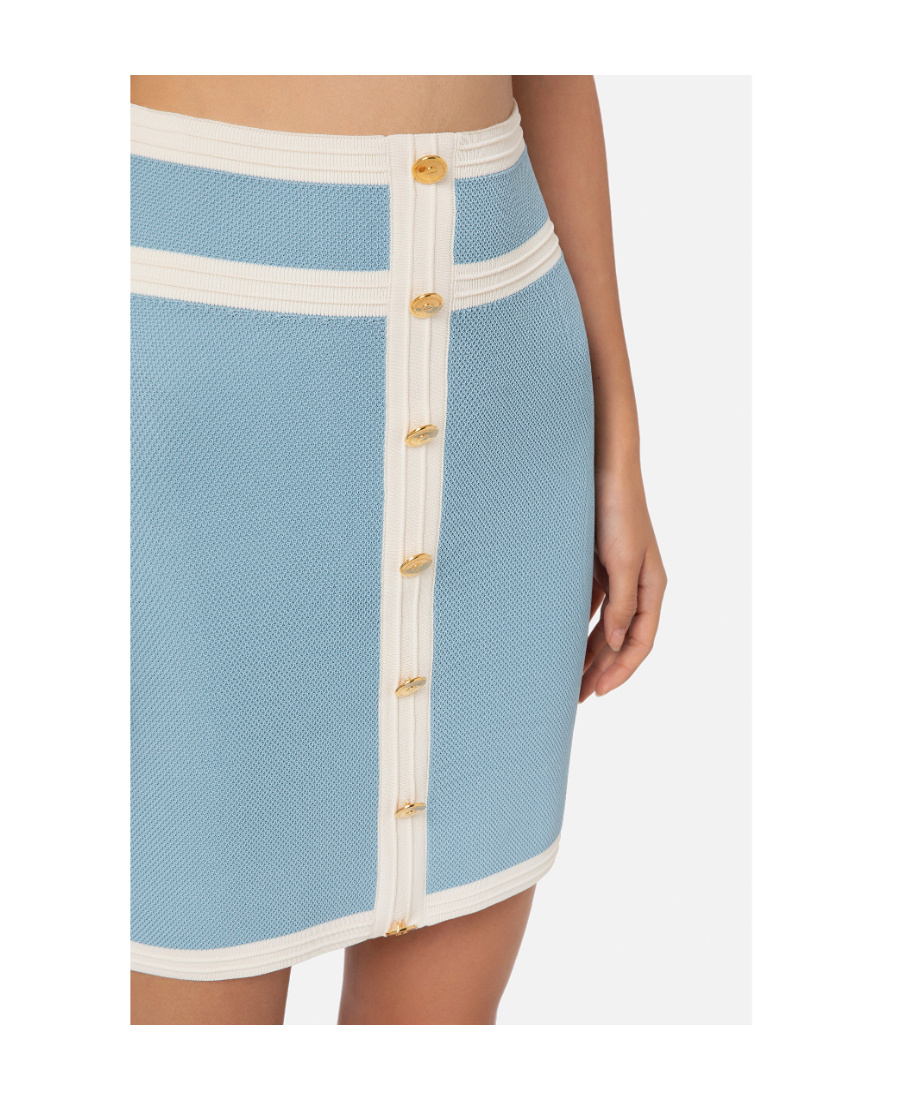 ELISABETTA FRANCHI CONTRASTING-TRIM HIGH-WAISTED MINISKIRT 