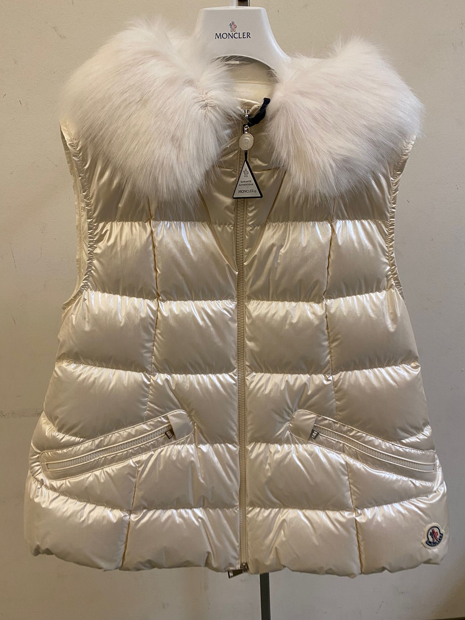 Moncler Sleeveless Vest In Nude