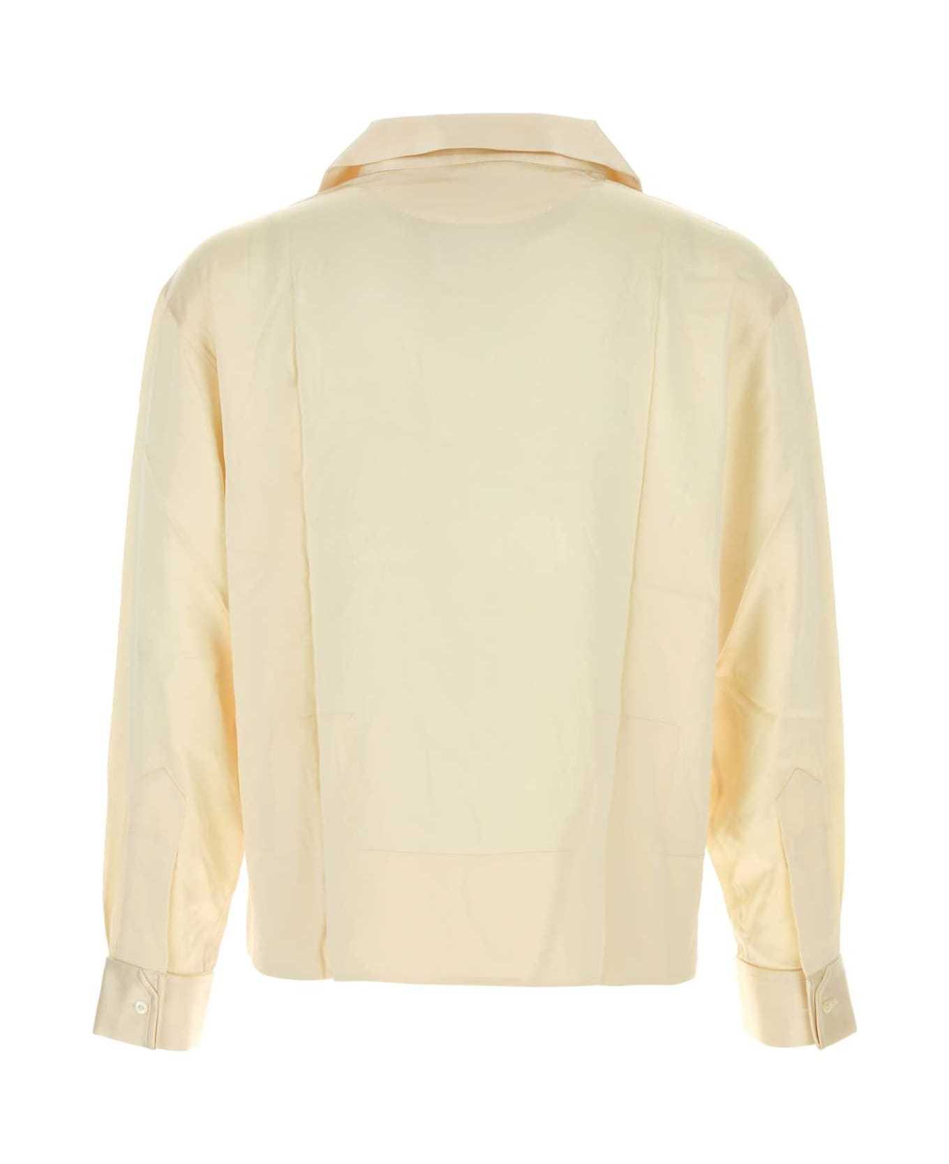 Bode Cream Satin Maze Blouse In Nude