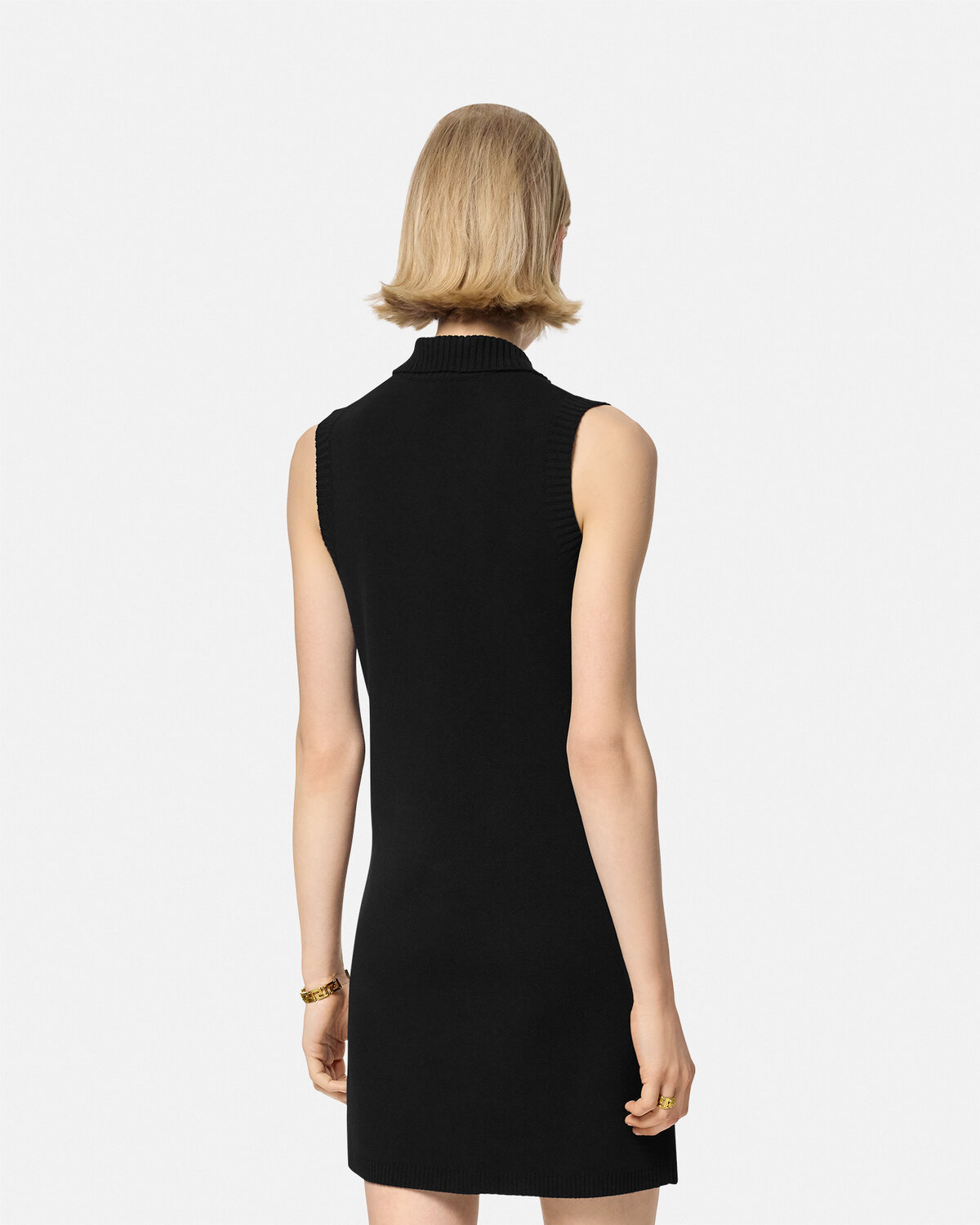Versace Black Mini Sleeveless Dress With Medusa Detail