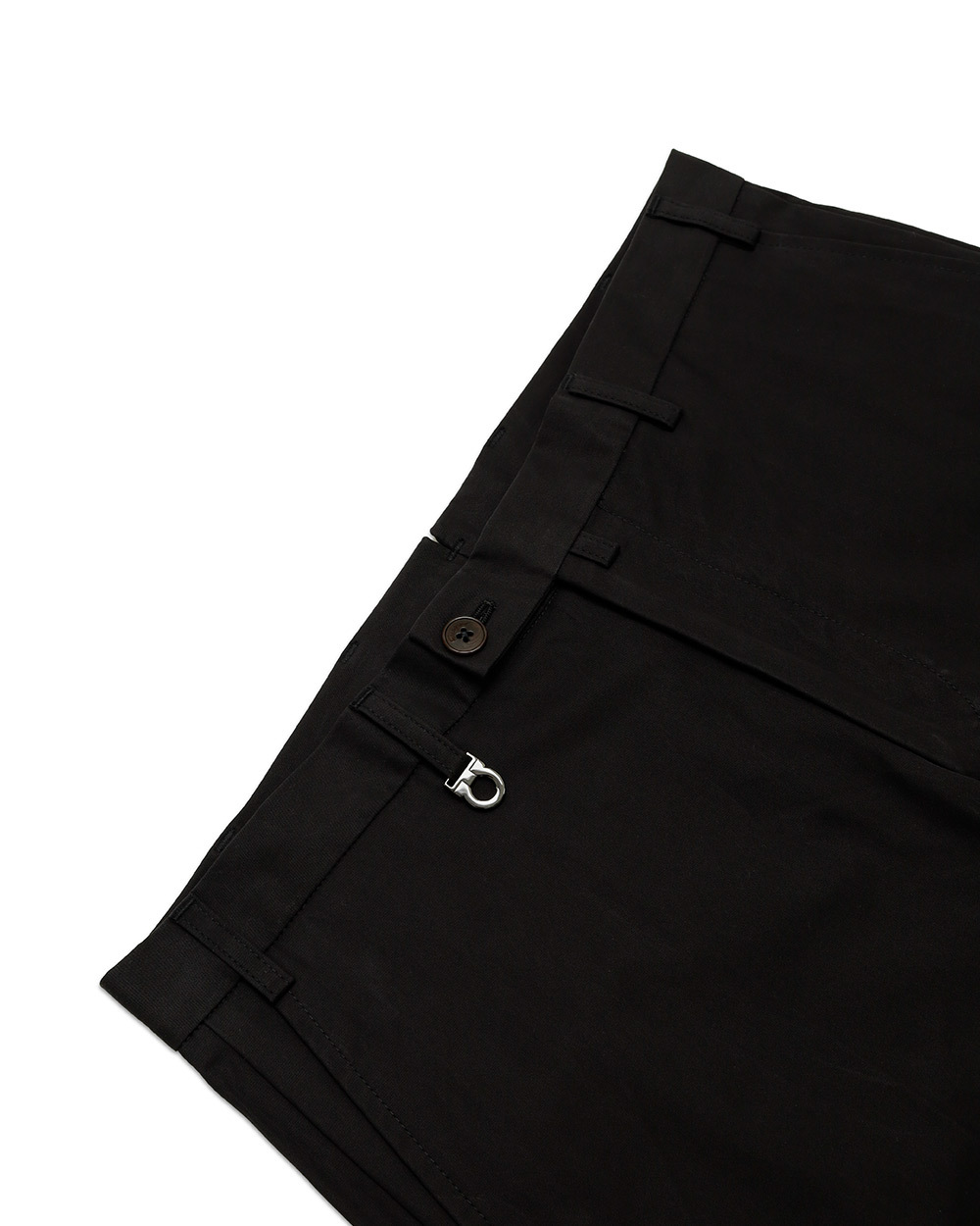 Ferragamo Wide-leg Trousers With Rear Patch Pocket In Black