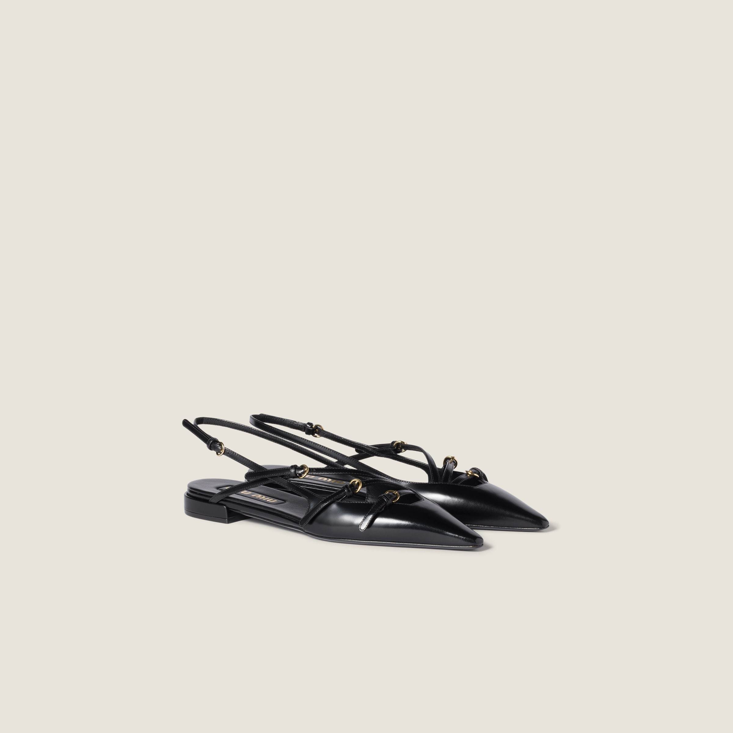 Miu Miu Slingback Ballerinas With Buckles In Black