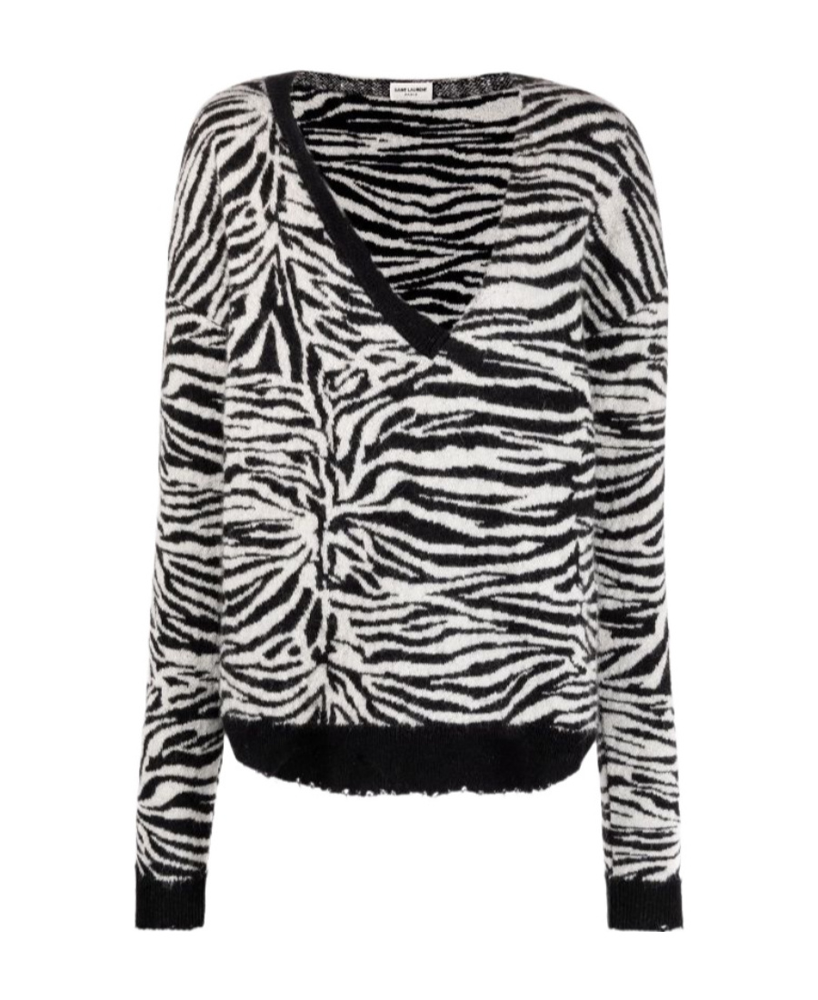 Saint Laurent Women's V Neck Sweater | Size Small | 646427 In Black