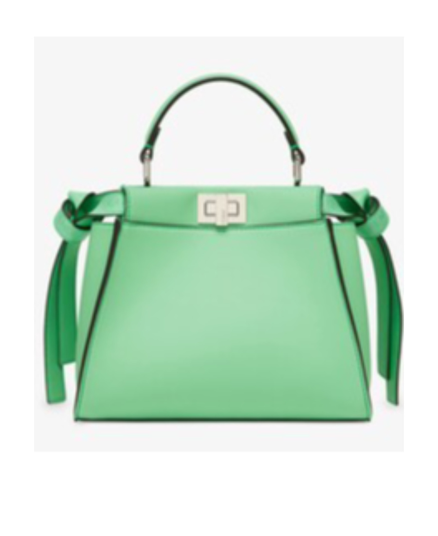 Fendi Mini Peekaboo Leather Bag In Green