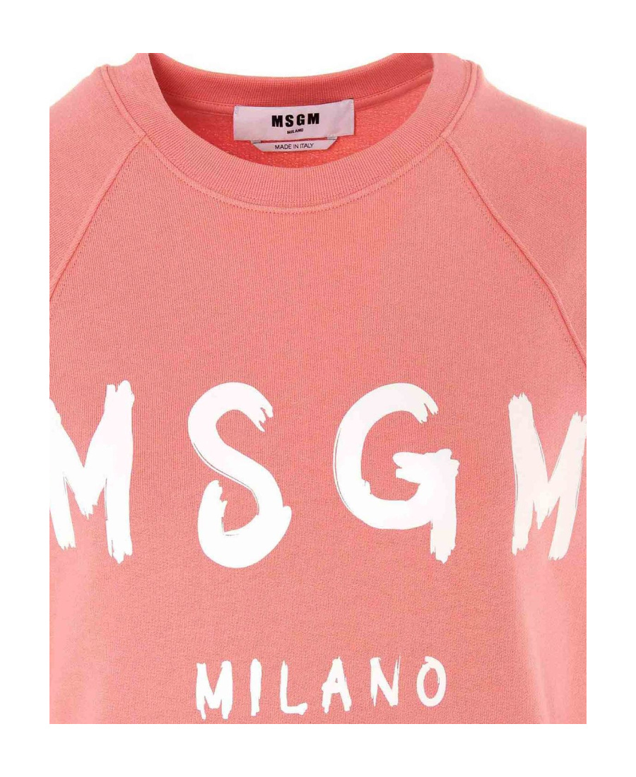 Msgm Logo Printed Sweater In Pink