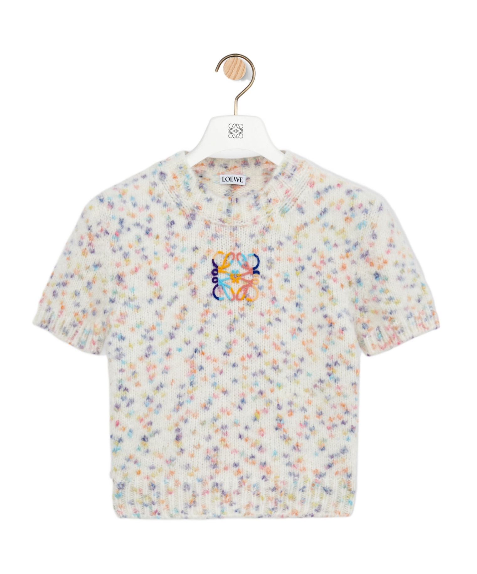 Loewe Short Sleeve Sweater In Wool And Alpaca Blend In White