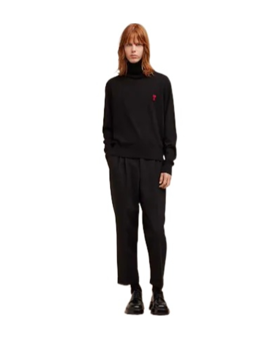 Ami Alexandre Mattiussi Ami Paris Ami De Coeur Midnight Blue Turtleneck In Black