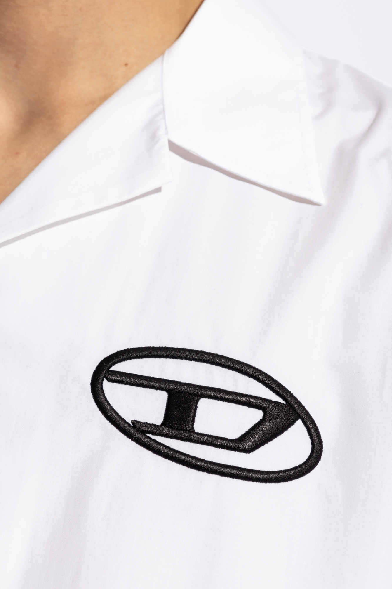Diesel S-mac-c Short Sleeve Bowling Shirt In White