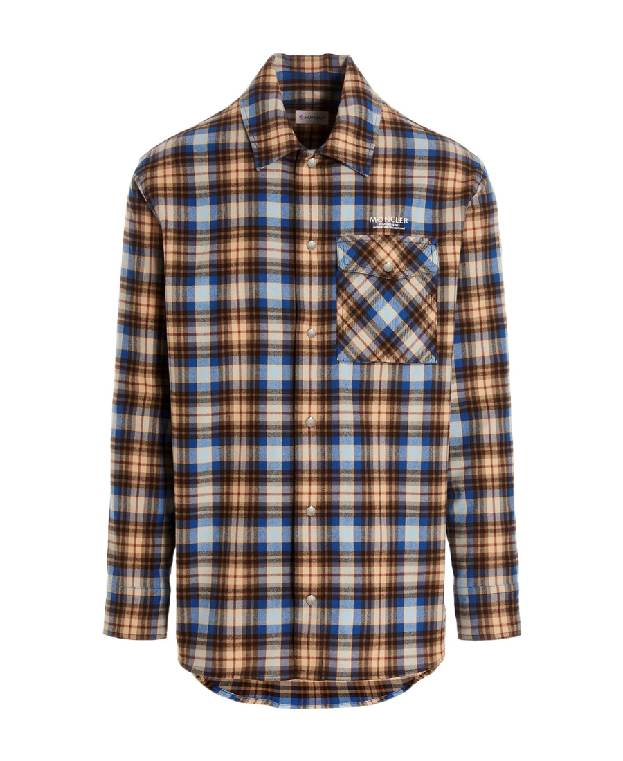 Moncler Checked Long Sleeve Cotton Shirt In Multicolor