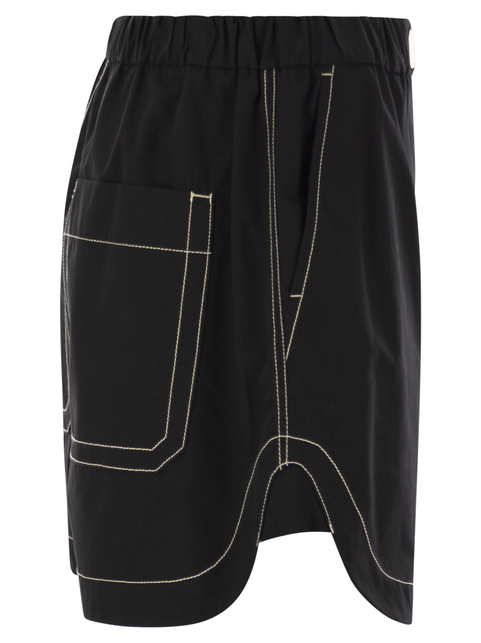 Sportmax Elastic Waist Shorts In Black