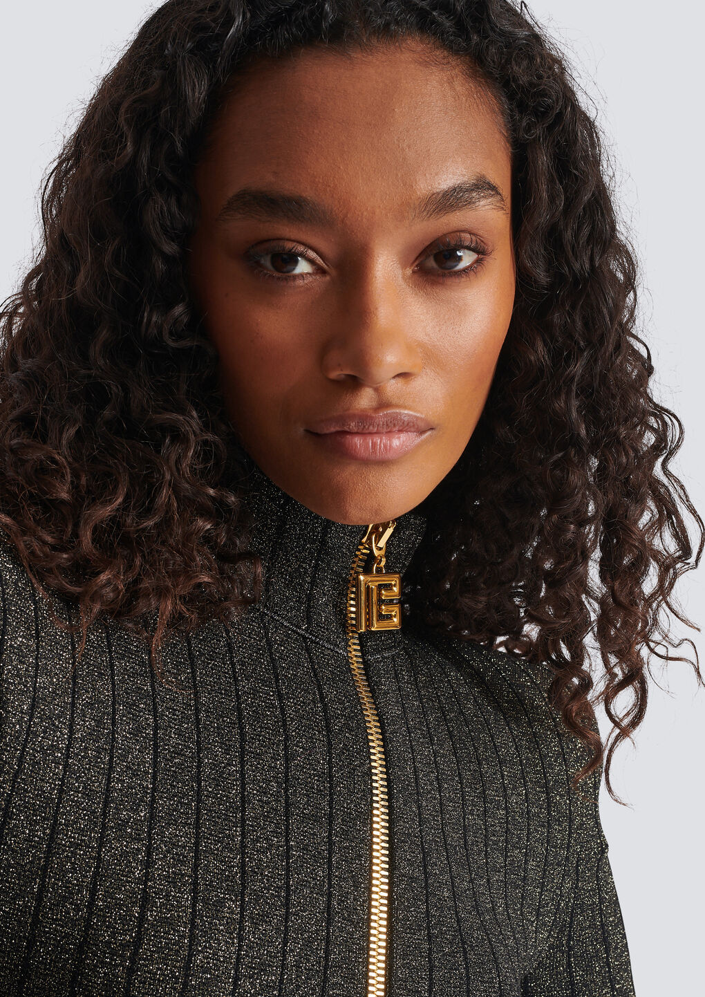 Balmain Lurex-knit Zipped Minidress In Black
