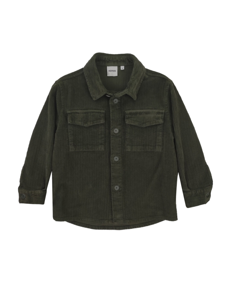Aspesi Corduroy Button Shirt In Black