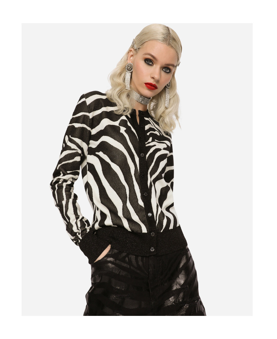 Dolce & Gabbana Zebra-print Cardigan In Black
