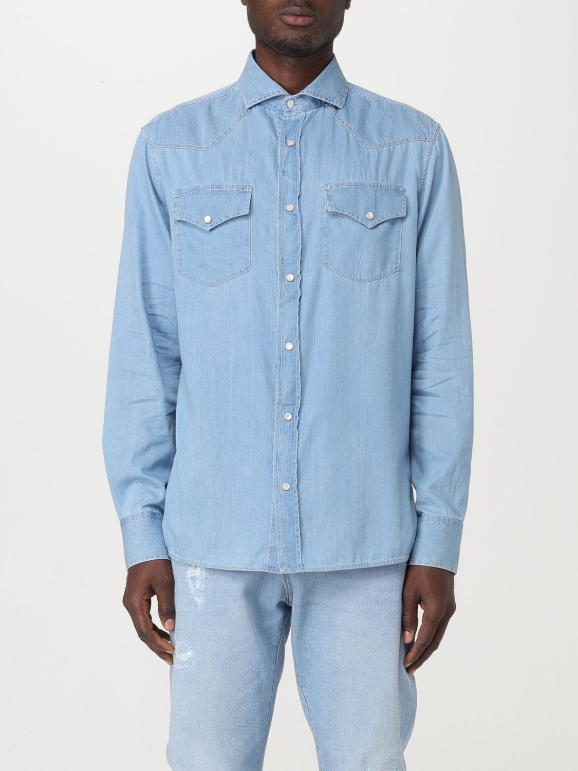 Brunello Cucinelli Button-up Denim Shirt In Blue