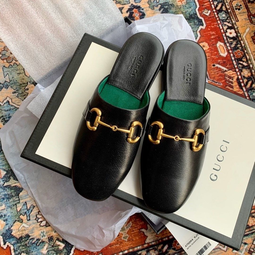 Shop Gucci Pericle Horsebit Slippers In Black