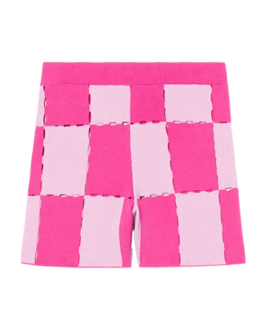 Jacquemus Checkerboard Shorts In Pink