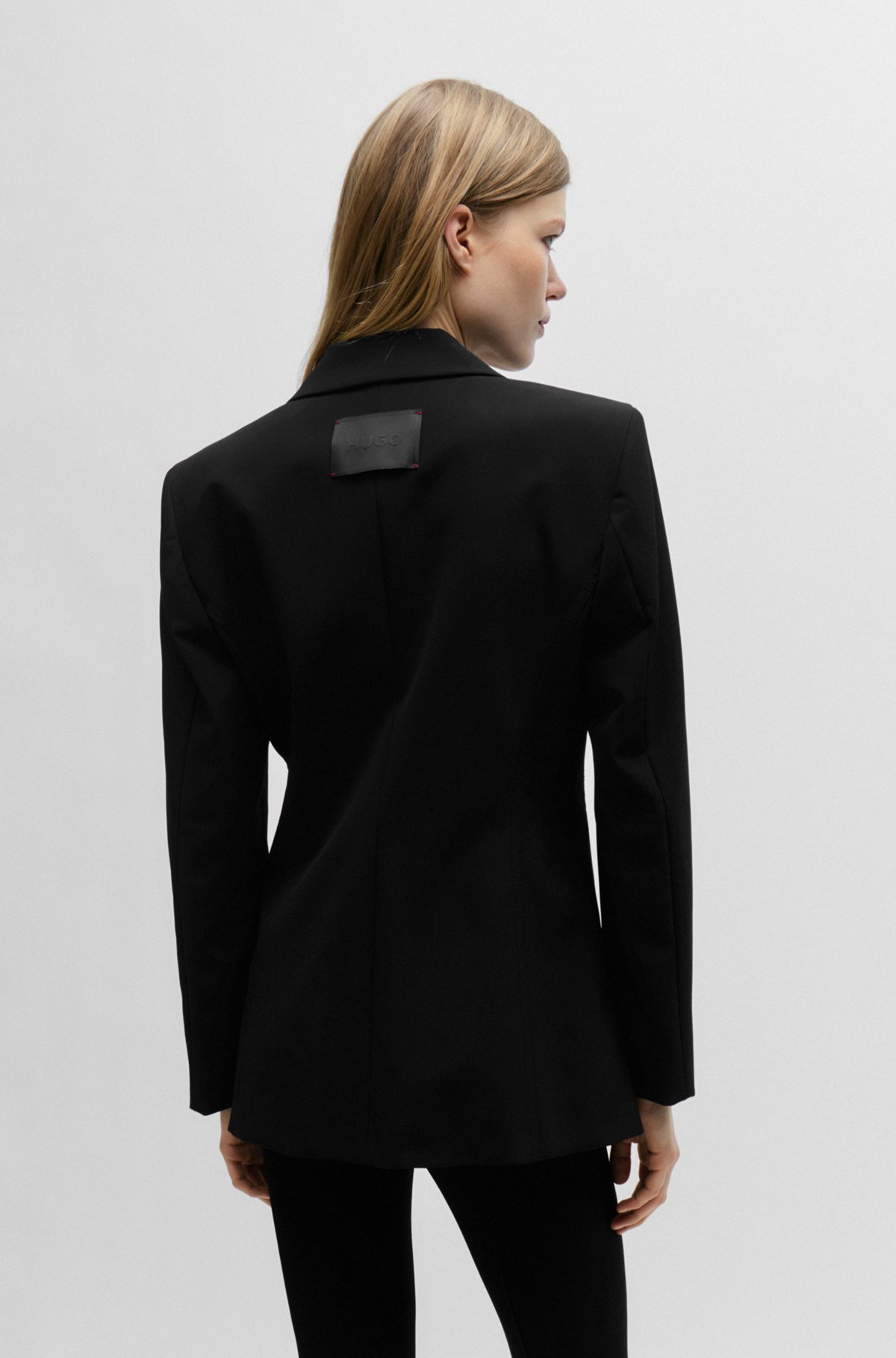 Hugo Boss Regular-fit Jacket In Super-stretch Material In Black
