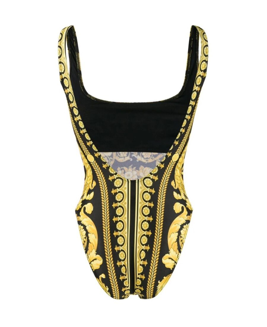 Versace Barocco Classico One Piece Swimsuit In Yellow