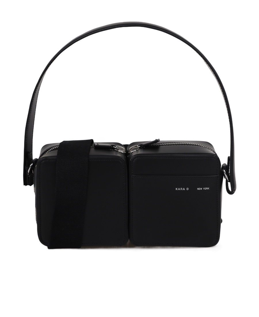Kara Leather Shoulder Bag In Black